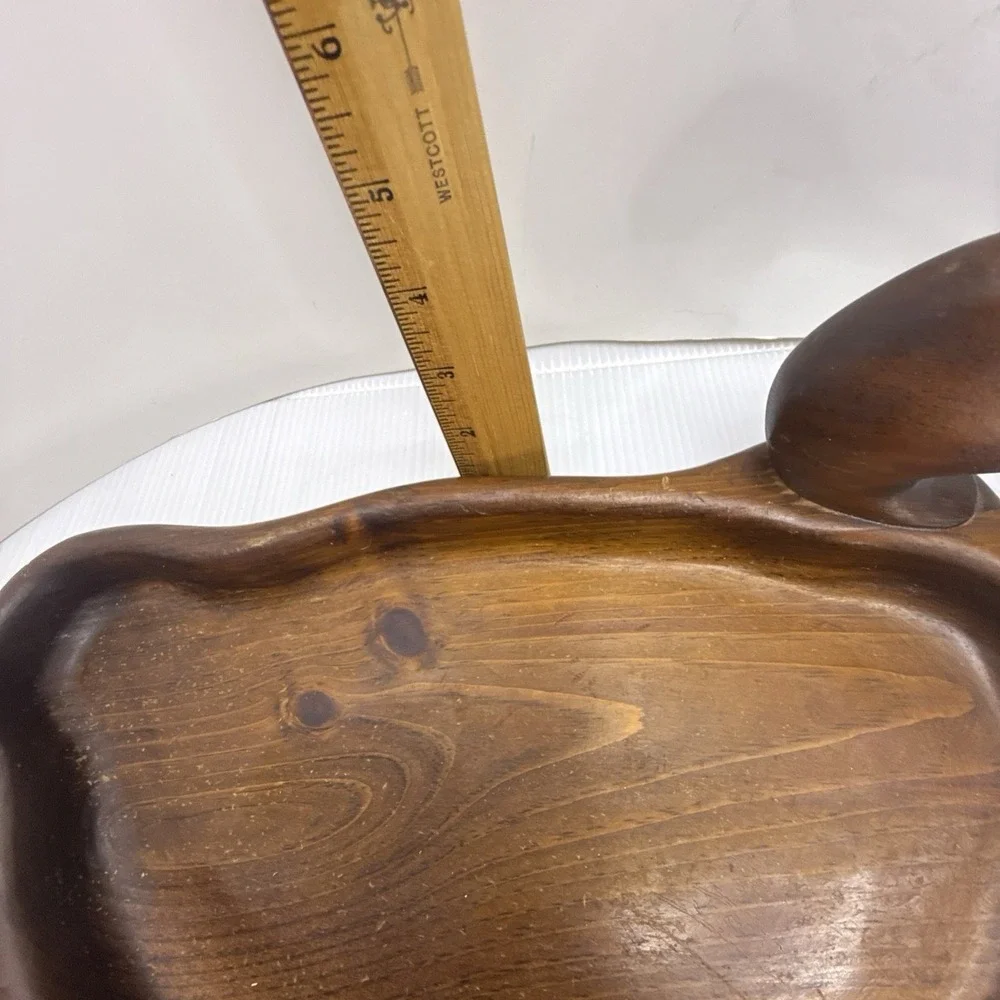 Vintage Hand Carved Wooden Duck Catchall Tray MCM Danish Modern Valet Dish 13